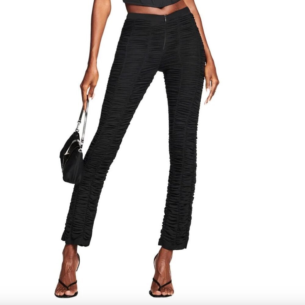 I.AM.GIA Black Mesh Ophelia Ruched Pants XXS